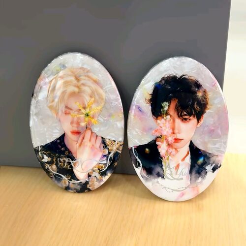 甜玉米明星周边自制高颜值田栩宁梓渝创意椭圆吧唧徽章马口铁