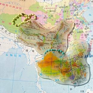 新款学生知识点地理钥匙扣亚克力挂件地图会考学习礼物书包挂件