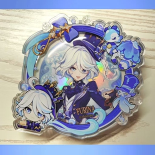 新款芙宁娜吧唧砖自制周边谷美58MM徽章收纳装饰亚克力吧唧砖