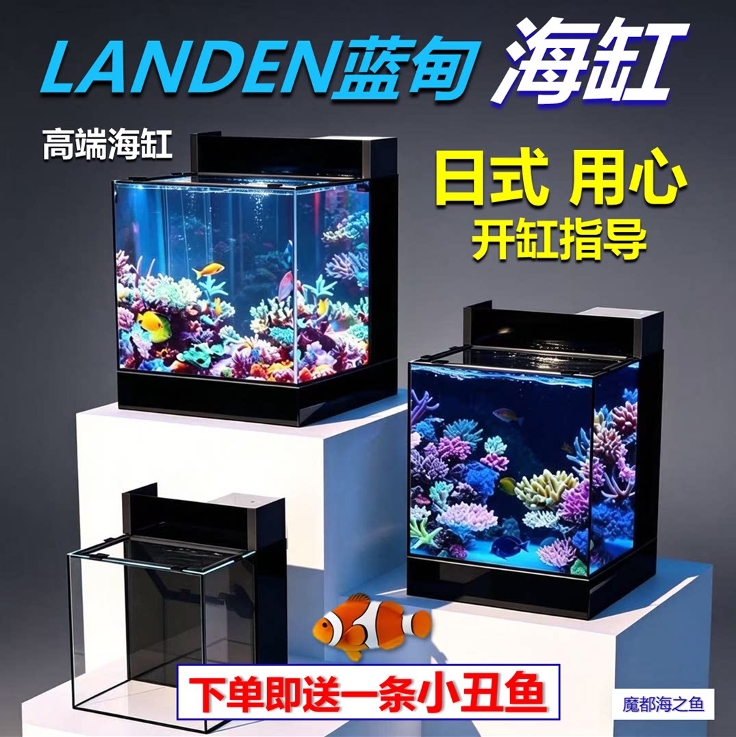 新款蓝甸海缸全套设备蓝甸EC系列桌面背滤海缸高端桌面海缸珊瑚缸