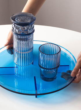 家居摆件创意北欧亚克力圆形托盘ins家用客厅茶几水杯托盘收纳