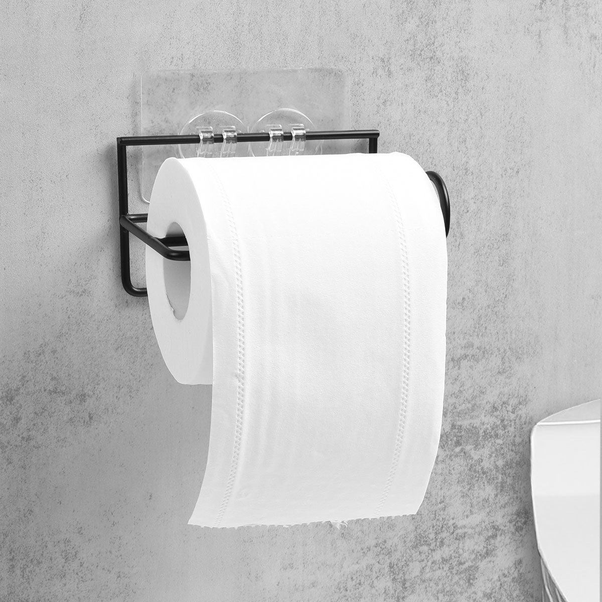 黑色铁艺纸巾架 浴室卫生间厕所免打孔卷纸架厕纸架壁挂收纳架