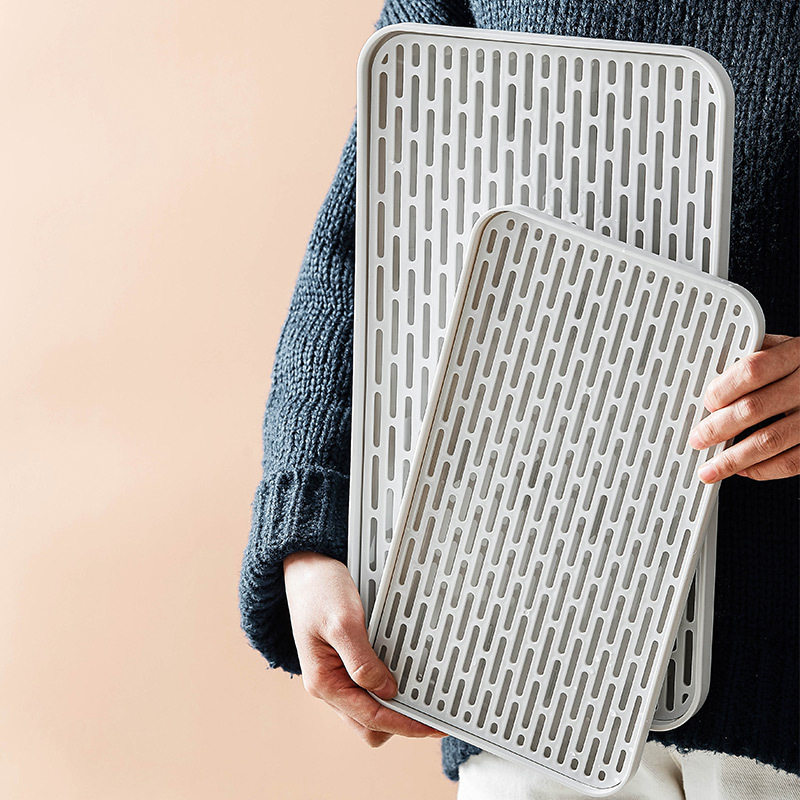 日式双层沥水塑料托盘家用客厅水杯托盘茶几茶盘水果盘茶杯置物架