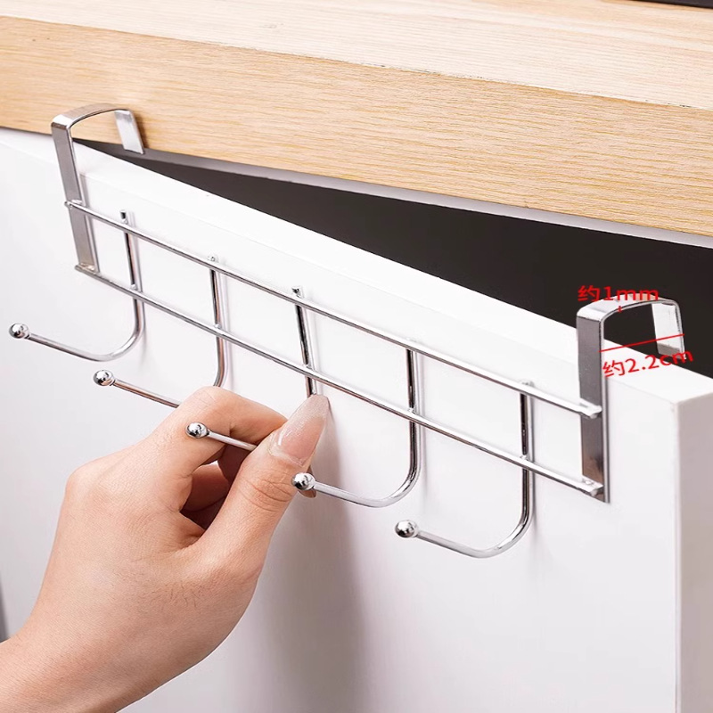 厨房橱柜门不锈钢五连挂架柜门内挂钩架置物挂柜下毛巾挂门后挂钩