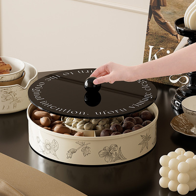 家用复古风果盘客厅高颜值糖果瓜子零食盘大容量轻奢分格水果盘子