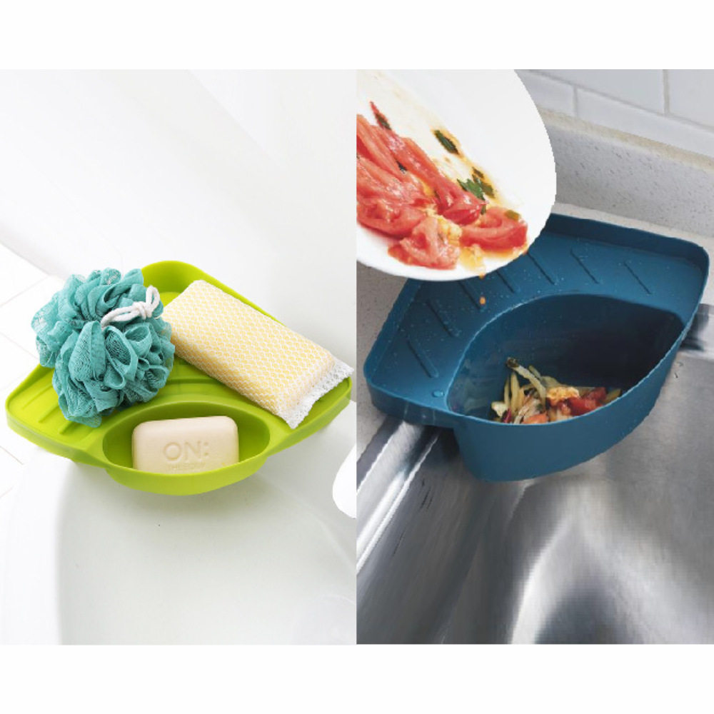 洛哈思水槽沥水架厨房三角置物架转角海绵收纳多功能塑料滤水架子