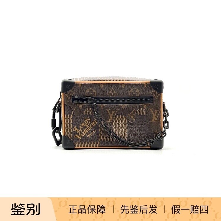 正品LouisVuitton老花链条盒子包