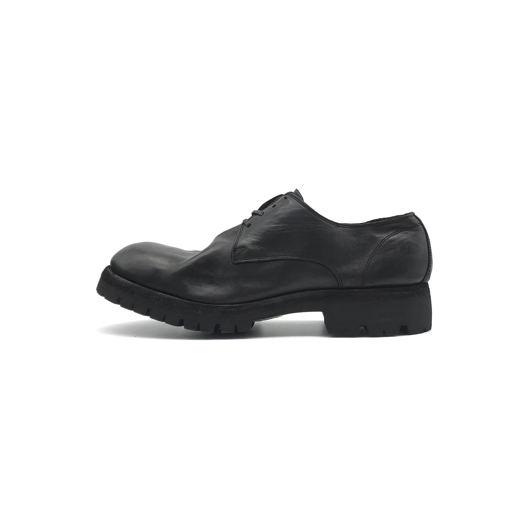 正品Guidi792V黑色系带德比皮鞋