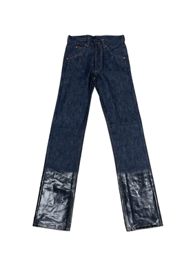 【现货】Maison Margiela  深蓝色裤脚刷蜡纯色牛仔裤 长裤