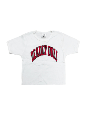 【现货】Deadly Doll 白色胸前红字母LOGO超小短袖T恤