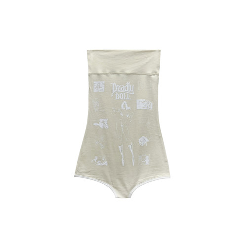 正品DeadlyDoll印花抹胸连体衣