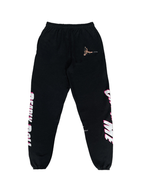 【现货】Deadly Doll  白字母漫画女郎运动长裤 黑色卫裤男女同款