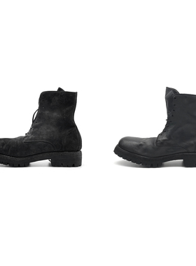 【现货】Guidi 795V黑色男靴秋冬短靴软马皮水洗做旧系带马丁靴