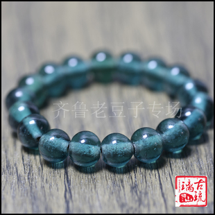 博山老琉璃珠子12毫米天青色 烟青色古法手工高透琉璃珠散珠 手串