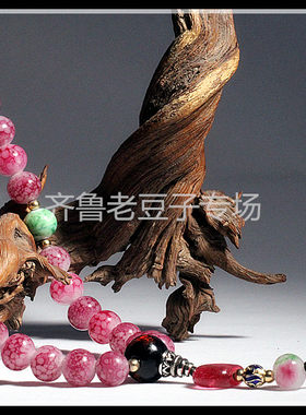 格纹散珠旗袍手持老琉璃