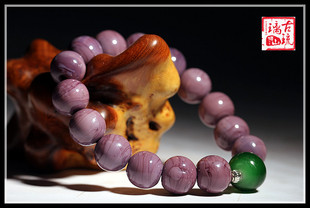 老琉璃珠子14mm紫珍珠搅胎满花手工琉璃金红珠紫罗兰琉璃手链