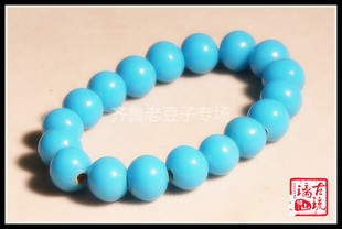 博山老琉璃珠子12毫米宋蓝料手工古法果冻质地琉璃蓝玉珠 手链
