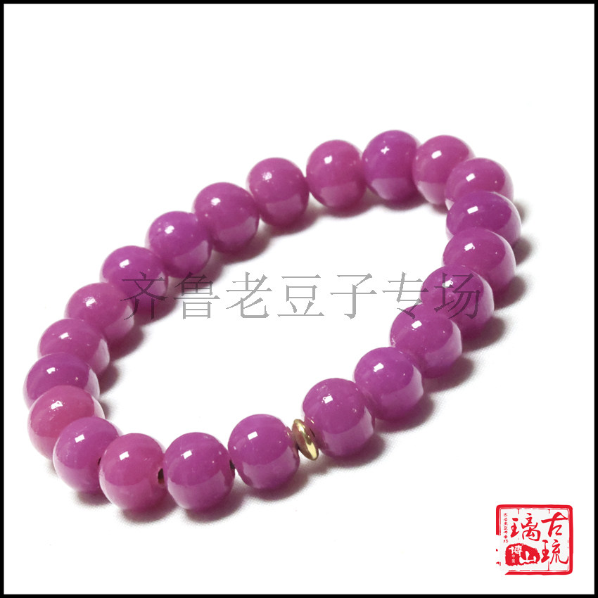 博山手工老琉璃珠子10毫米重金红紫粉色兰花紫色古法琉璃珠手串图片