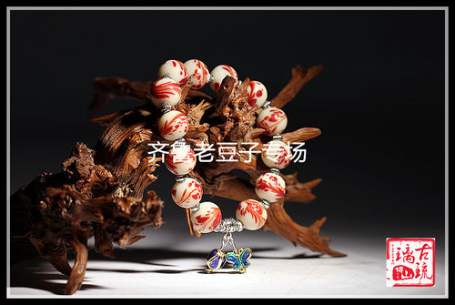 博山老琉璃珠子14mm手工甩彩奶白底虹色火凤凰涅槃老琉璃珠子彩珠