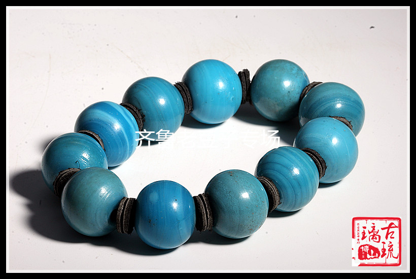 古法琉璃珠子手链老松石