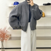 INTENSE Merino100%羊绒防风螺纹立领外套品质立体剪裁羊毛夹克男