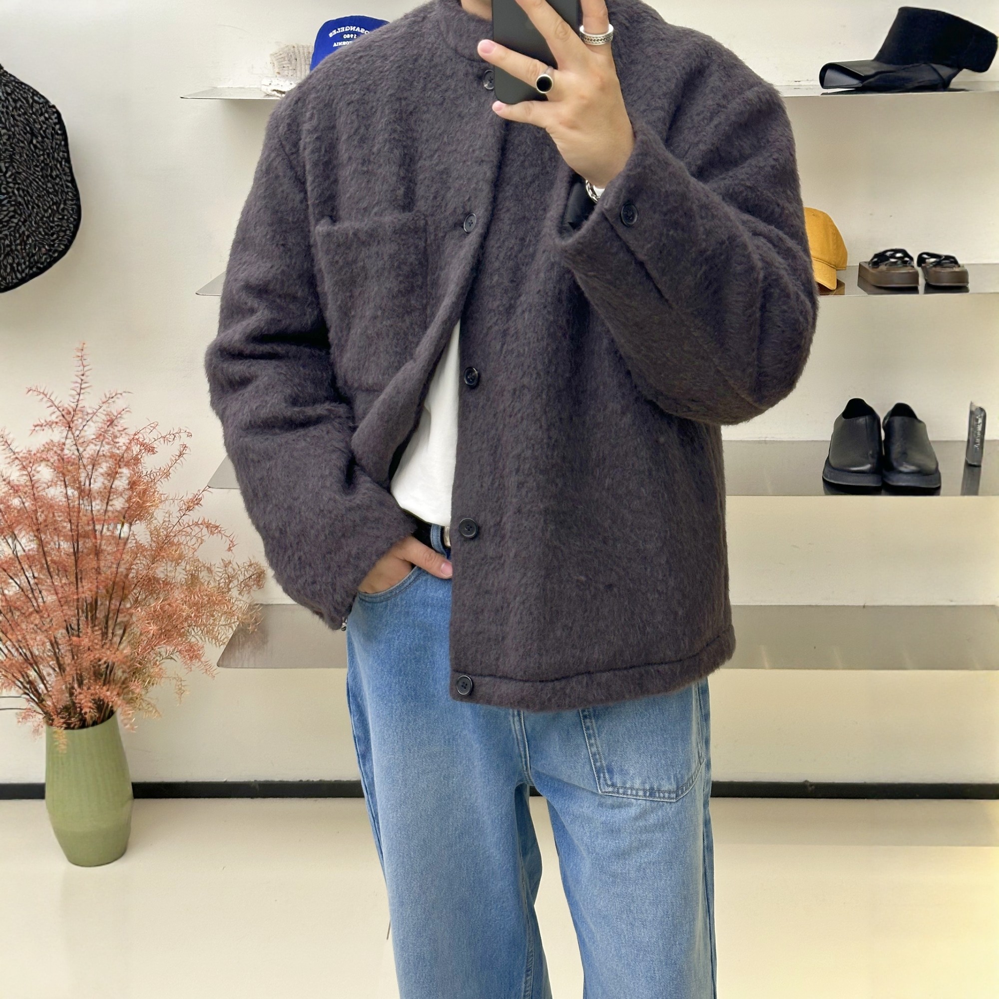 INTENSE羊绒加棉小香风外套男士