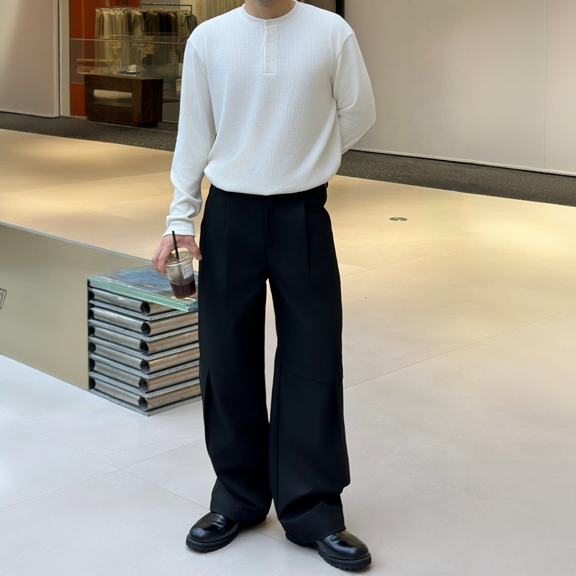 INTENSE立体剪裁直筒休闲裤男秋