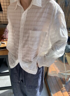 肌理感半透视白衬衫韩系慵懒风