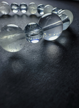 「Blue Sky」天然粉晶，海蓝宝，白幽灵手串