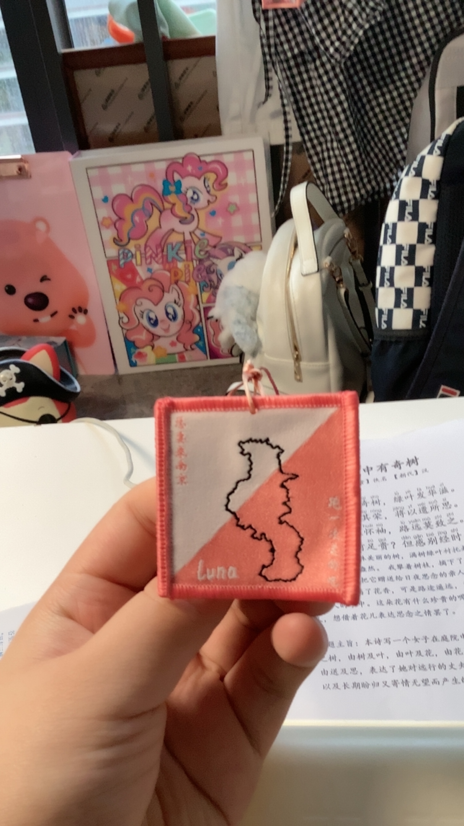 定向越野点标旗南京地图刺绣挂件