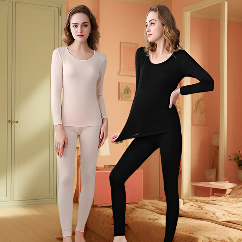 正品莹柔7053女春秋冬超薄棉莱卡打底秋衣秋裤内衣套装 柔软弹性
