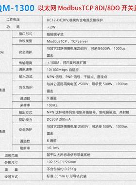 数字量IO采集模块转网口ModbusTCP以太网16DIO开关量输入输出1300