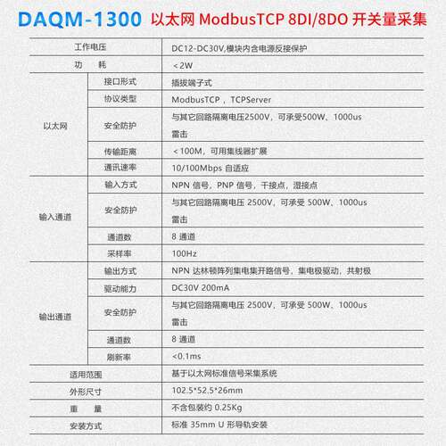 数字量IO采集模块转网口ModbusTCP以太网16DIO开关量输入输出1300