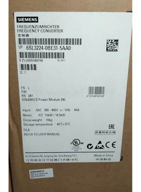 全新6SL3224-0BE31-5AA0全新G120功率模块18.5kW6SL3224OBE315AAO