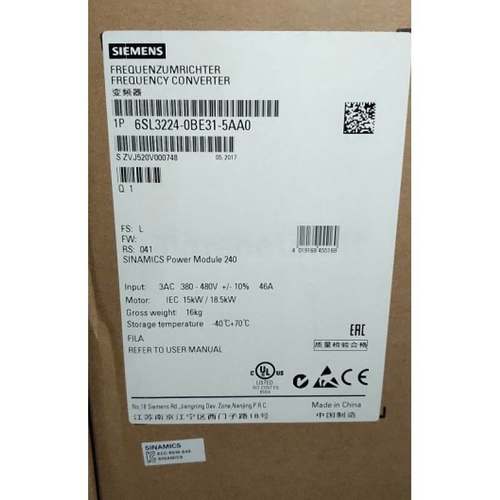 全新6SL3224-0BE31-5AA0全新G120功率模块18.5kW6SL3224OBE315AAO
