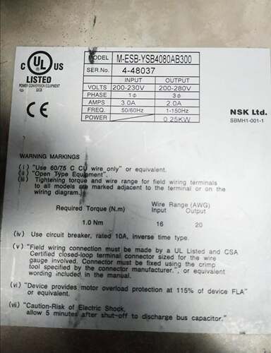 ESB-YSB4080AB300-01 NSK伺服驱动器 实物图片 9成新询价