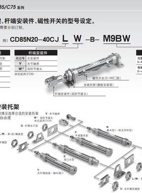 SMC原装C85N/CD85N25-10C-25C-40C-50C-60C-75C-80C-100C -B 气缸