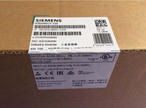 西门子V20变频器6SL32105BB211UV0无滤波器6SL3210-5BB21-1UV0询