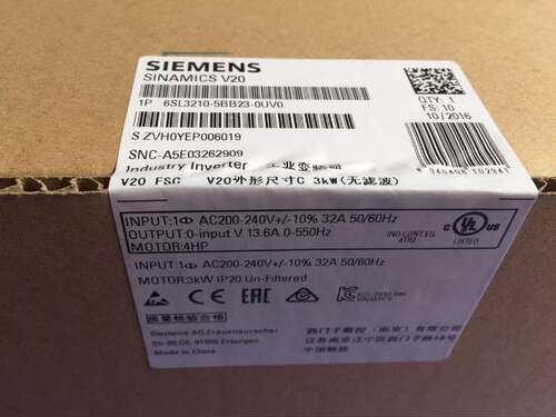 西门子6SL3210-5BE17-5UV0 V20变频器0.75KW现货6SL32105BE175UV0