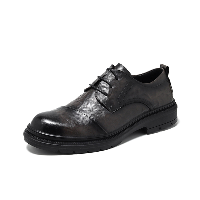 BIG SCALP SHOES MENS LEATHER BUSINESS FORMAL WEAR COMMUTER DERBY ROUND TOE CASUAL FEET WIDE WEDDING GROOM SHOES INCREASE HEIGHT MENS SHOES