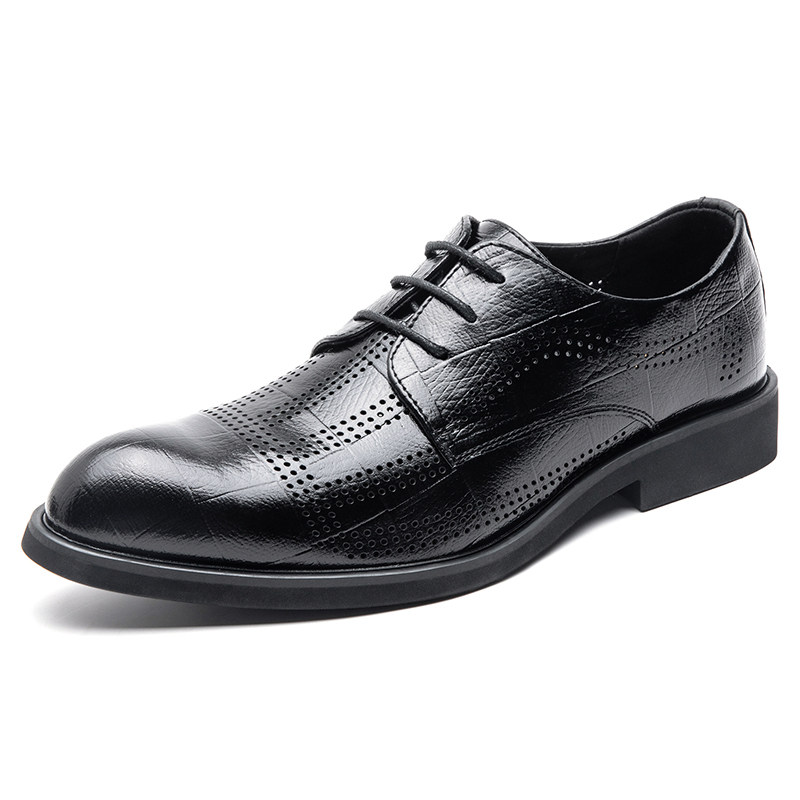 SUIT LEATHER SHOES MENS LEATHER AUTUMN WINTER 2024 NEW FORMAL WEAR BUSINESS BRITISH CASUAL WEDDING GROOM SHOES HEIGHTENED MENS SHOES
