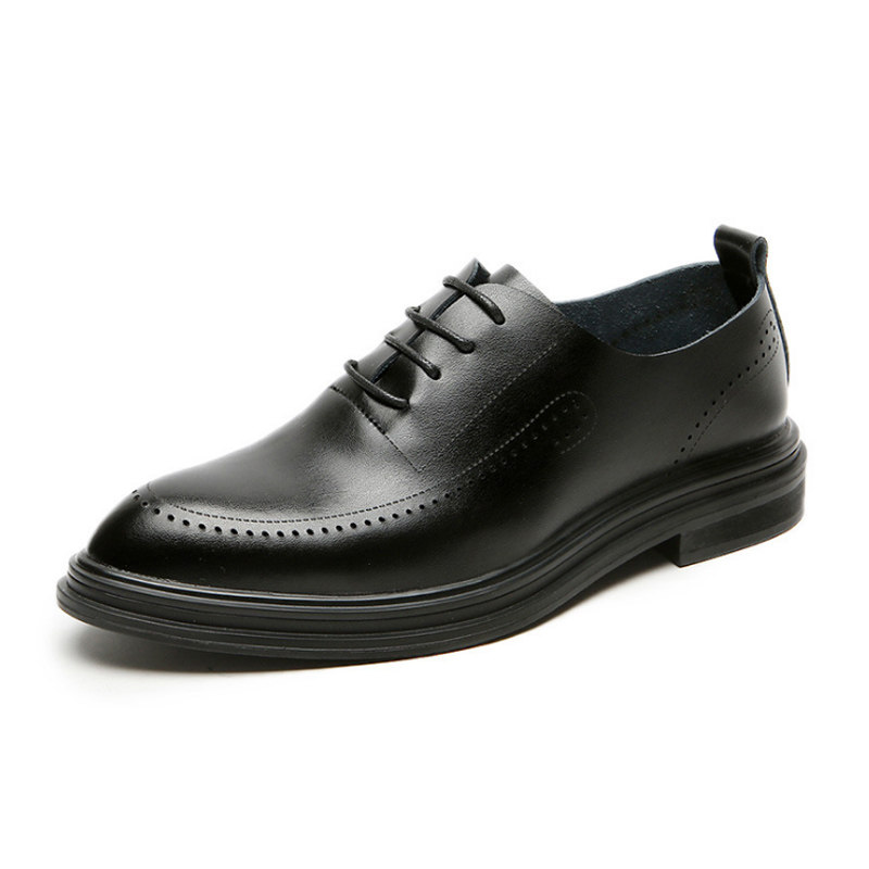 LEATHER SHOES MENS GENUINE LEATHER BUSINESS FORMAL WEAR SOFT LEATHER BROWN CASUAL WEDDING GROOM SHOES BRITISH FOOT WIDE SUMMER BREATHABLE MENS SHOES