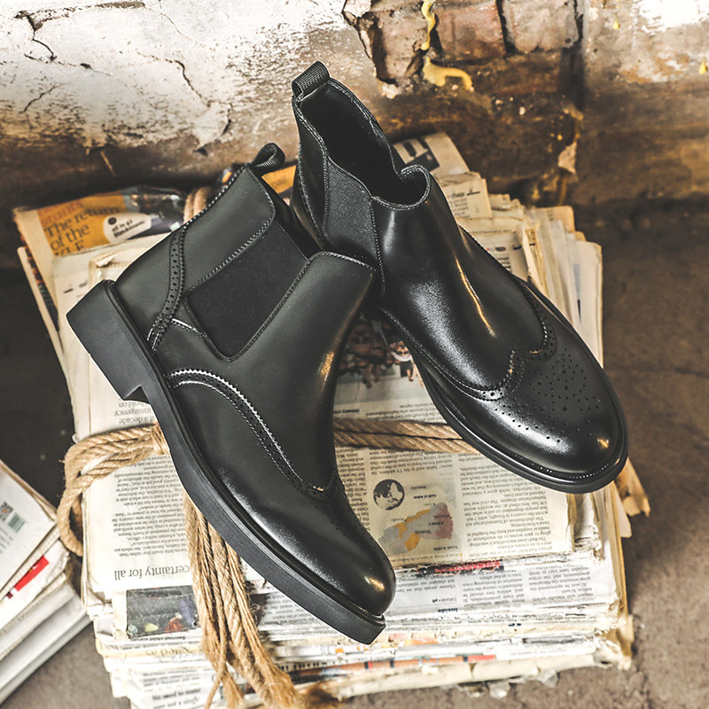 BULLOCK CHELSEA BOOTS MENS MARTIN BOOTS BRITISH BOOTS BUSINESS FORMAL WEAR HIGH TOPS LEATHER BOOTS LEATHER BOOTS ZHONGBANG MENS SHOES