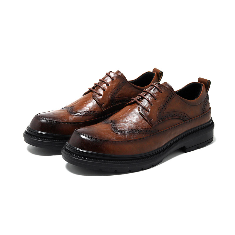WIDE SCALP SHOES MENS LEATHER BUSINESS FORMAL WEAR FEET WIDE BRITISH CASUAL WEDDING GROOM SHOES INNER HEIGHT BROGUE MENS SHOES