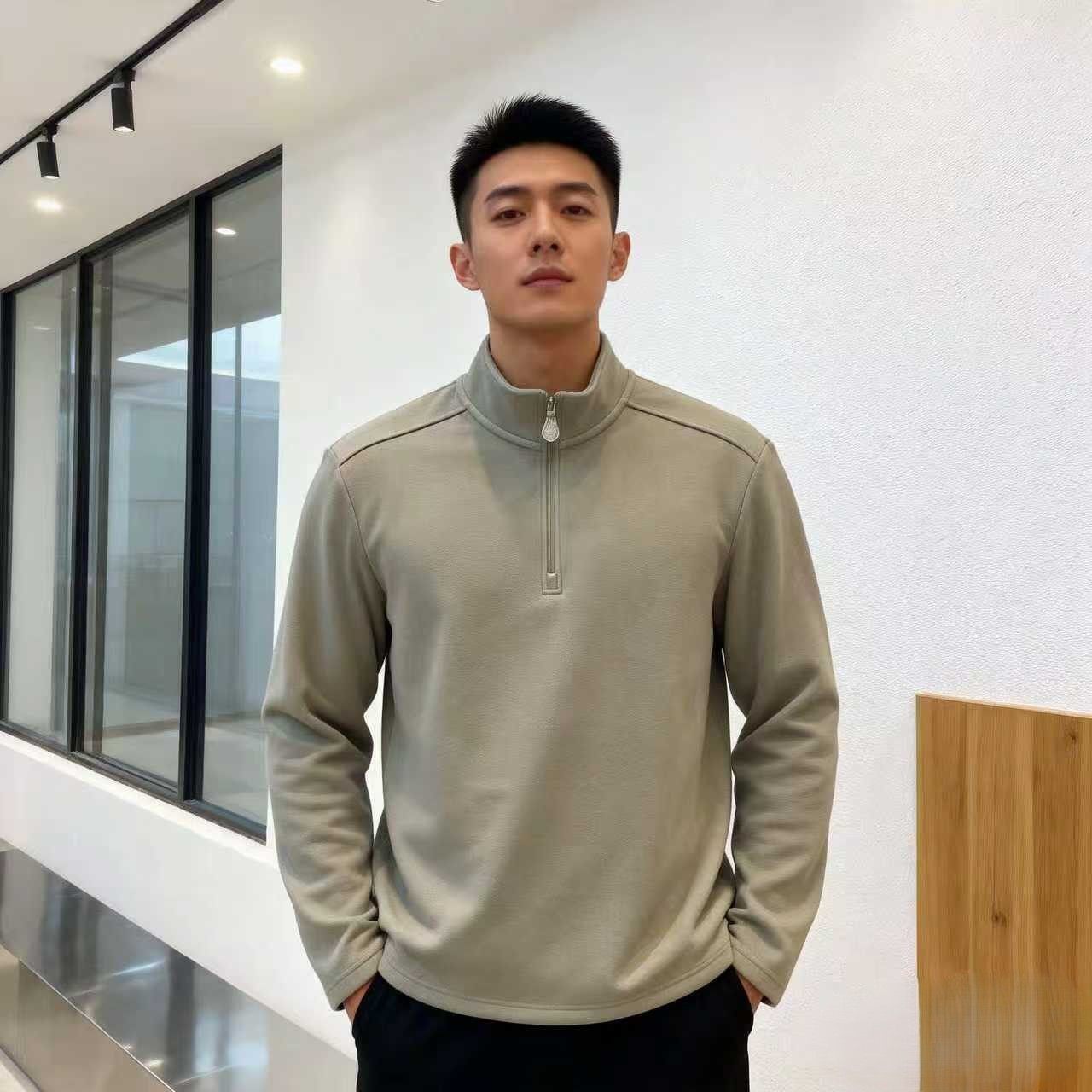 男士半拉链立领卫衣休闲保暖长袖打底衫休闲商务穿搭,男装,时尚抓绒衣,淘宝优惠券,粉丝福利购,淘宝优惠卷