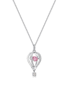 925银粉水晶项链简约热气球设计短款时尚高级感颈链网红锁骨链夏