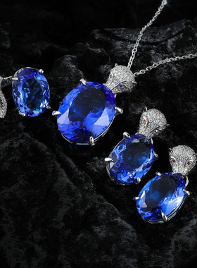 复古套装豹子吊坠项链耳环戒子