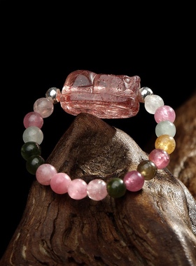 正品玉石戒指奢华碧玺指环气质