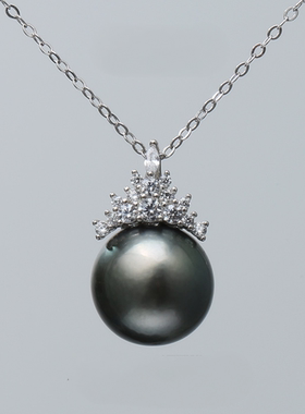 925银11-12mm海水大溪地珍珠吊坠