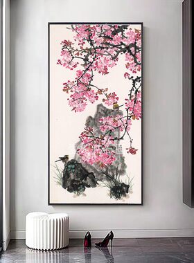 新中式DIY手工贴钻点钻印花十字绣钻石画钻石绣粉色腊梅梅花玄关